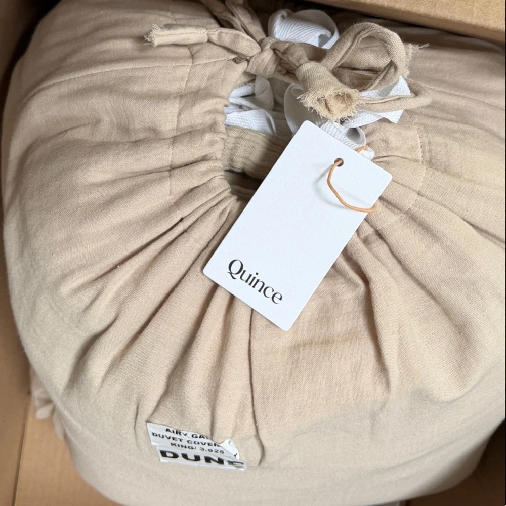Quince Organic Cotton Airy Gauze Duvet Cover Set King Dune NWT Neutral Luxury